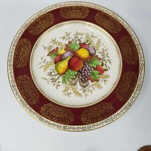 Antique Crown Ducal Ware 22K Gold Detail Plate Fruit Hand Colored Glaze